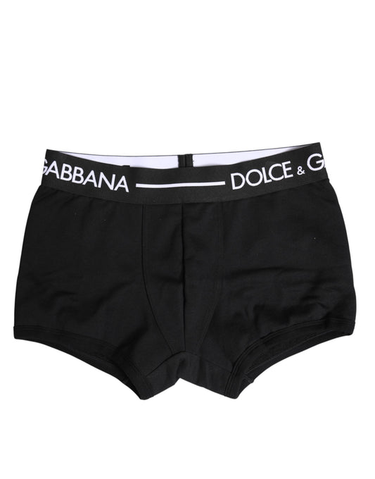 Dolce & Gabbana – Schwarze Boxershorts aus Baumwollstretch in regulärer Passform