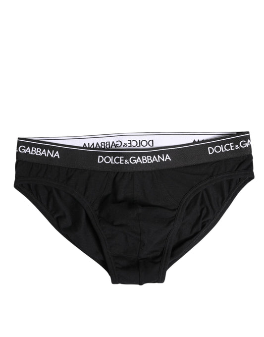 Dolce & Gabbana – Schwarze Slips aus Baumwollstretch in normaler Passform
