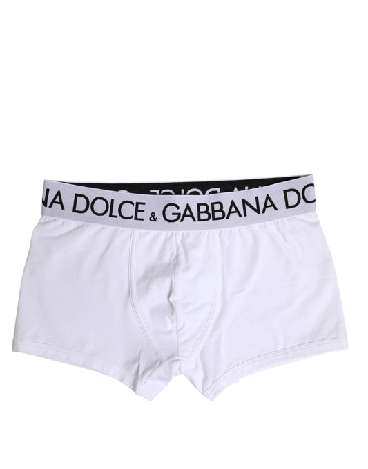 Dolce & Gabbana – Boxershorts aus weißem Baumwollstretch in normaler Passform