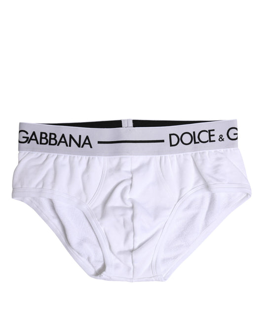 Dolce & Gabbana – Weiße, normale Slip-Unterhose aus Baumwollstretch