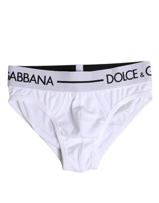 Dolce & Gabbana – Weiße, normale Slip-Unterhose aus Baumwollstretch