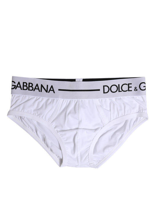 Dolce & Gabbana – Weiße, normale Slip-Unterhose aus Baumwollstretch
