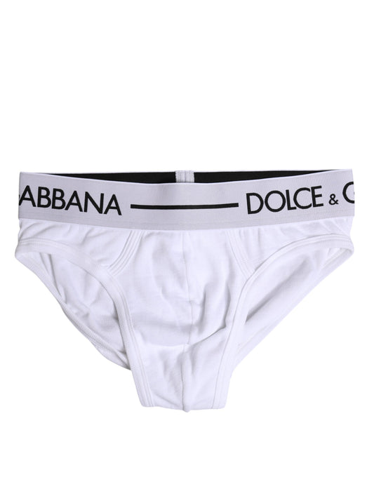 Dolce & Gabbana – Weiße, normale Slip-Unterhose aus Baumwollstretch