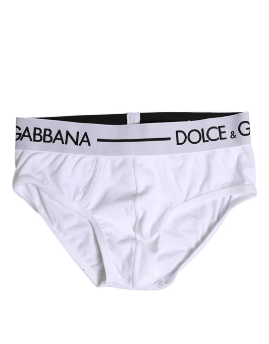 Dolce & Gabbana – Weiße, normale Slip-Unterhose aus Baumwollstretch