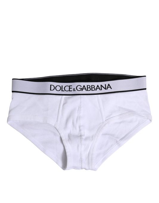 Dolce & Gabbana – Weiße, normale Slip-Unterhose aus Baumwollstretch
