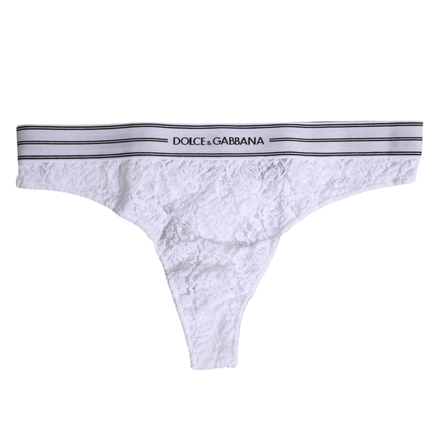 Dolce & Gabbana – Weiße Nylon-Höschenunterwäsche mit Blumenspitze