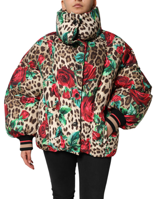 Dolce & Gabbana – Steppjacke mit Leopardenmuster und Rosenmuster in mehreren Farben