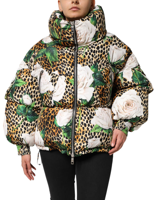 Dolce & Gabbana – Steppjacke mit Leopardenmuster und Rosenmuster in mehreren Farben