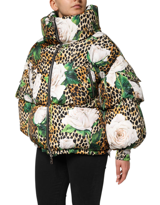 Dolce & Gabbana – Steppjacke mit Leopardenmuster und Rosenmuster in mehreren Farben