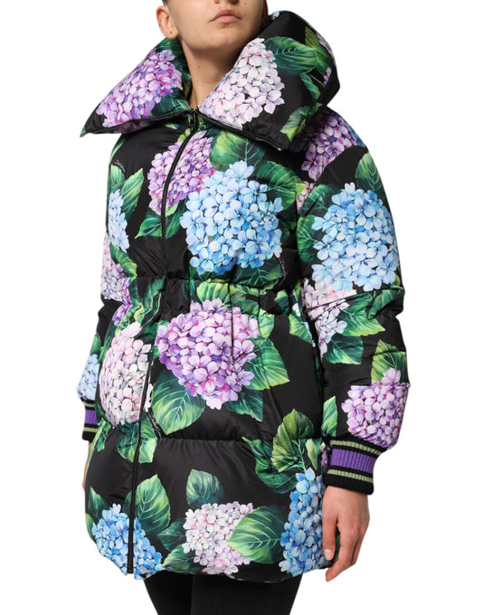 Dolce & Gabbana – Puffer-Steppjacke mit mehrfarbigem Blumendruck