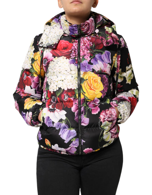 Dolce & Gabbana – Steppjacke mit Kapuze und mehrfarbigem Blumenmuster