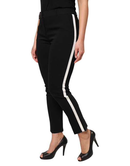 Dolce & Gabbana – Schwarze, hoch taillierte Karottenhose aus Wolle