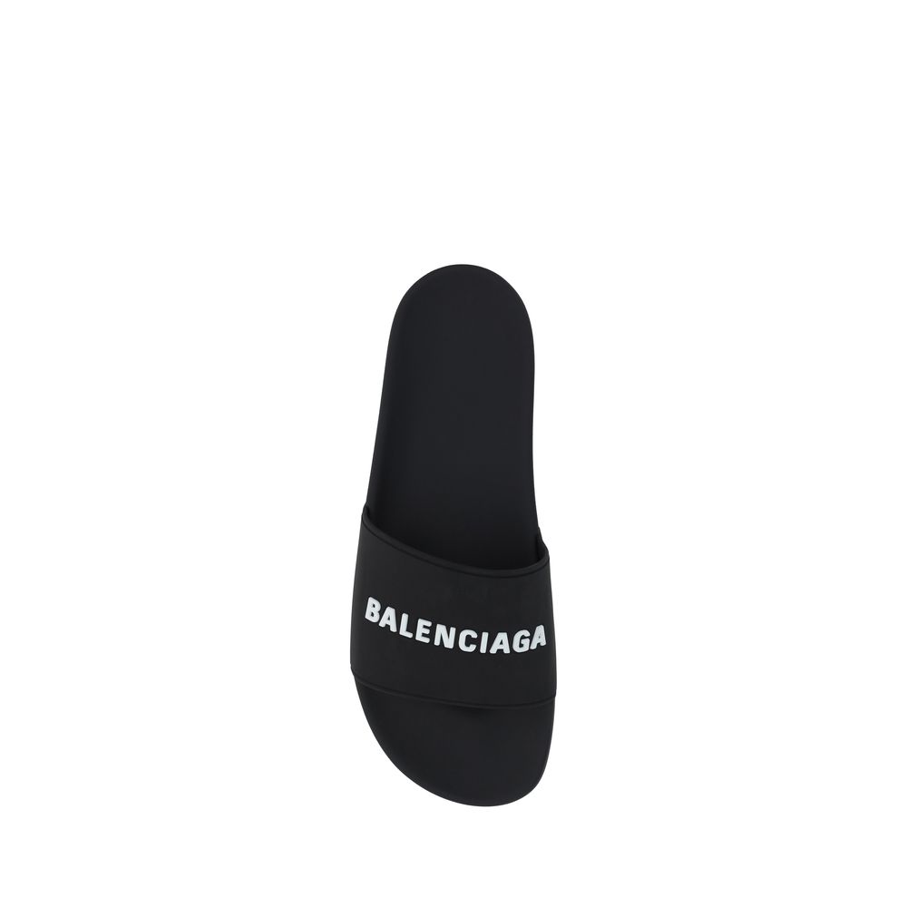 Balenciaga Schwarze flache Gummisandalen