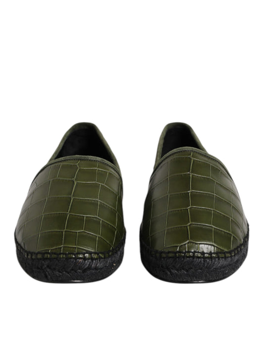 Dolce & Gabbana – Espadrilles-Schlupfschuhe aus exotischem Leder in Grün