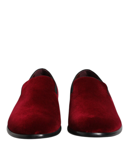 Dolce & Gabbana – Slipper aus rotem Baumwollsamt, formelle Schuhe