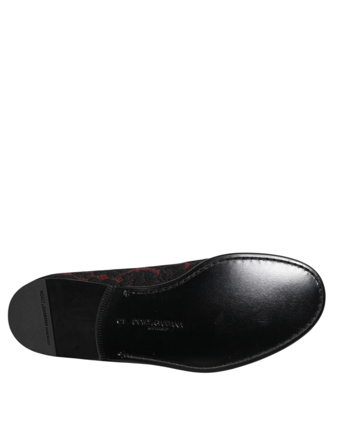 Dolce & Gabbana Rot Schwarz Jacquard Slip On Herren Loafer Schuhe