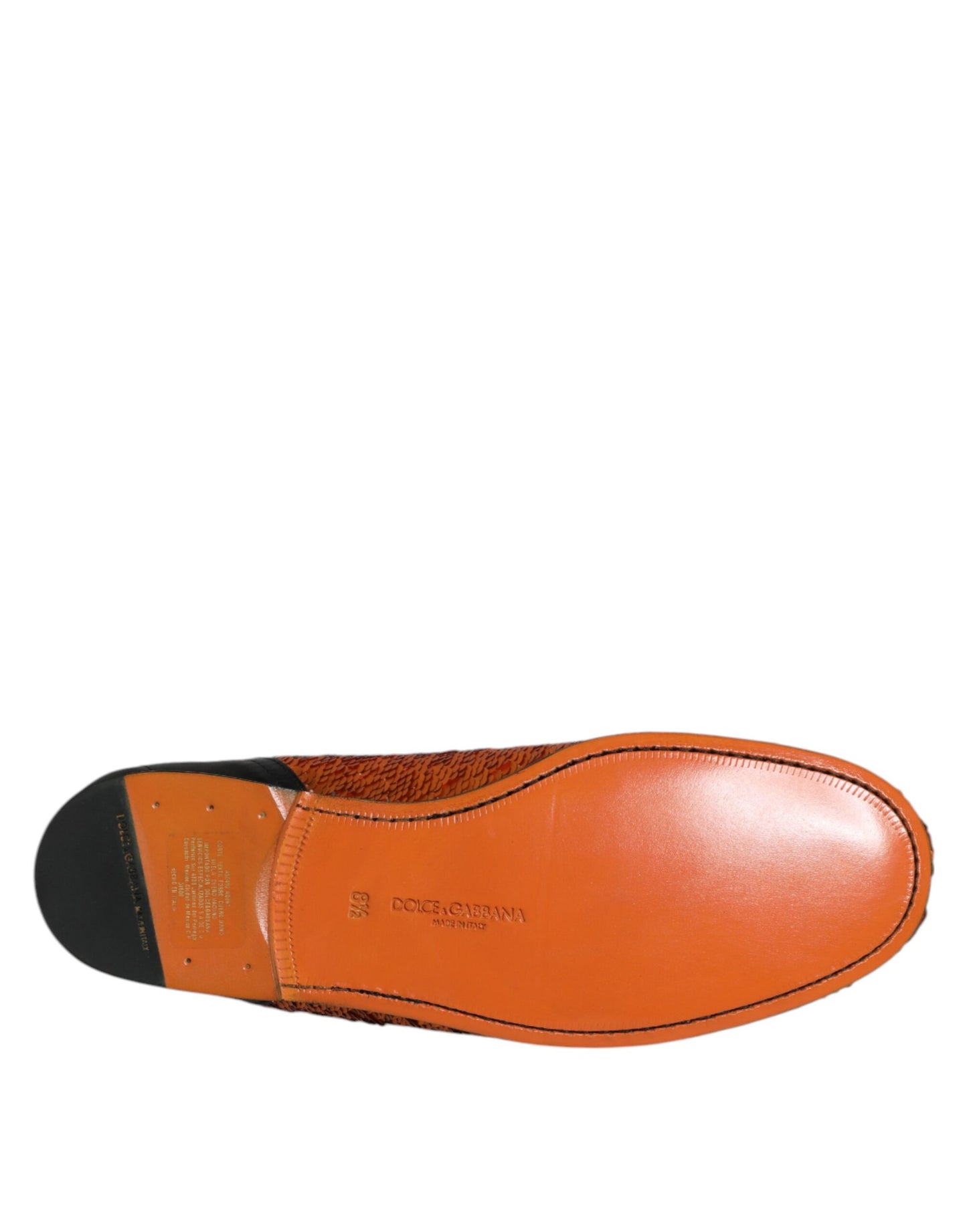 Dolce & Gabbana Orange Pailletten verzierte Herren Loafer Schuhe