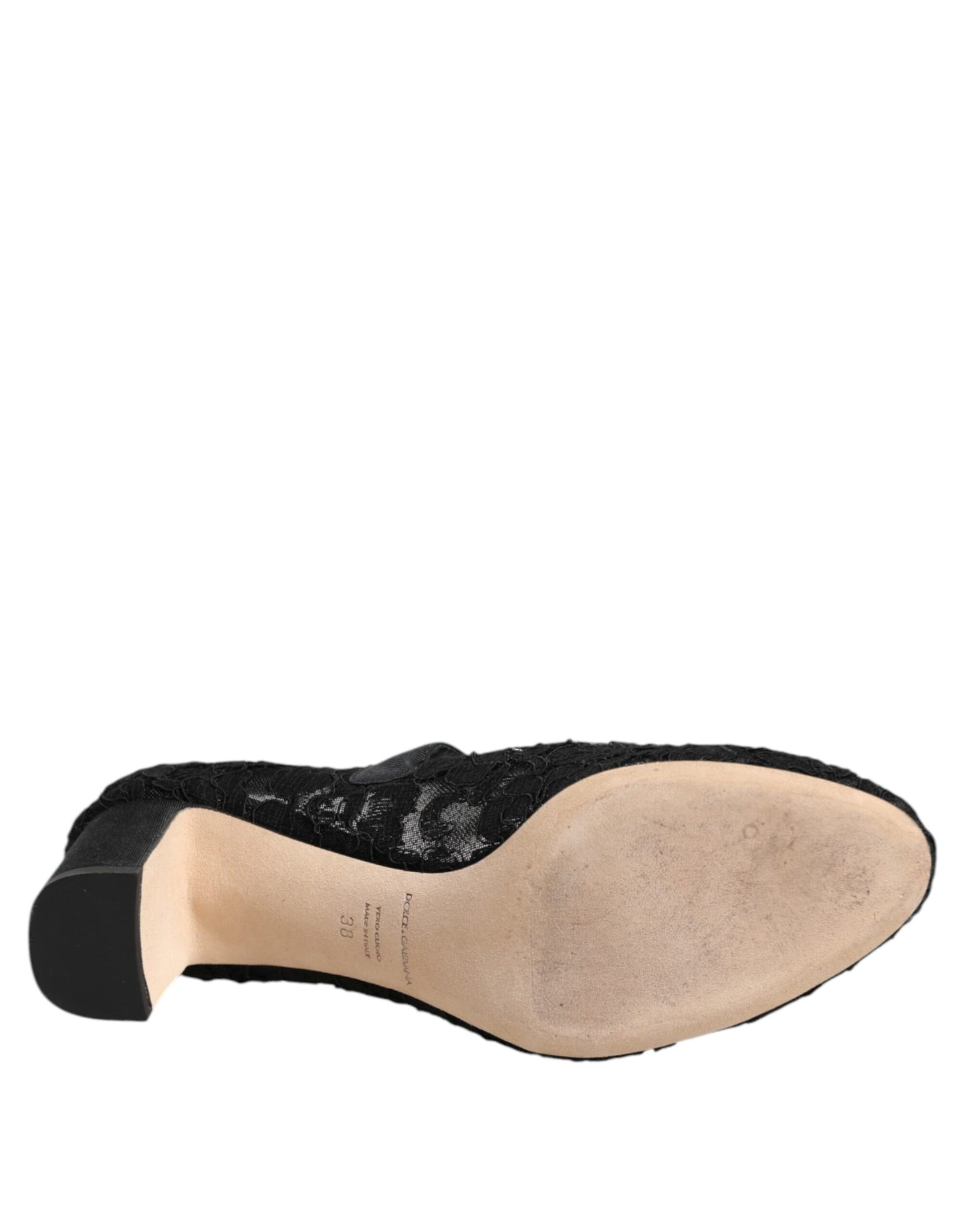 Dolce & Gabbana – Schwarze Mary Jane-Pumps mit Spitze von Taormina