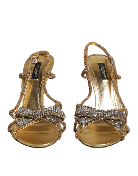 Dolce & Gabbana Gold Strass Knöchelriemen Heels Sandalen Schuhe