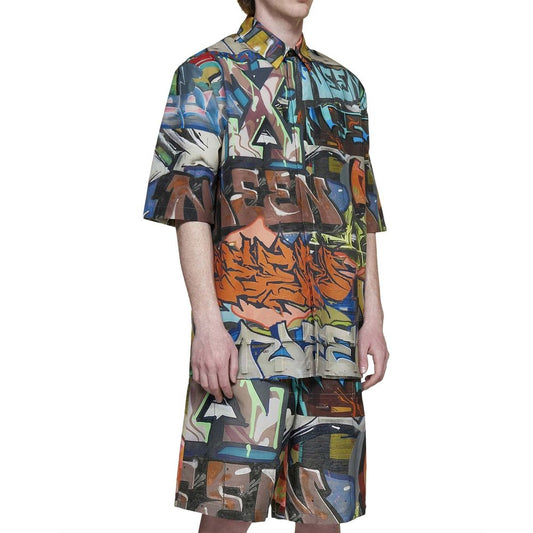 Off-White Schwarzes Polyamid-Hemd mit Muster