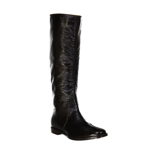 Sergio Rossi Black Calfskin Over The Knee