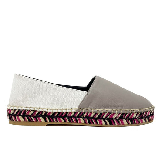 Espadrilles aus cremefarbenem Leder