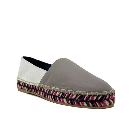 Espadrilles aus cremefarbenem Leder