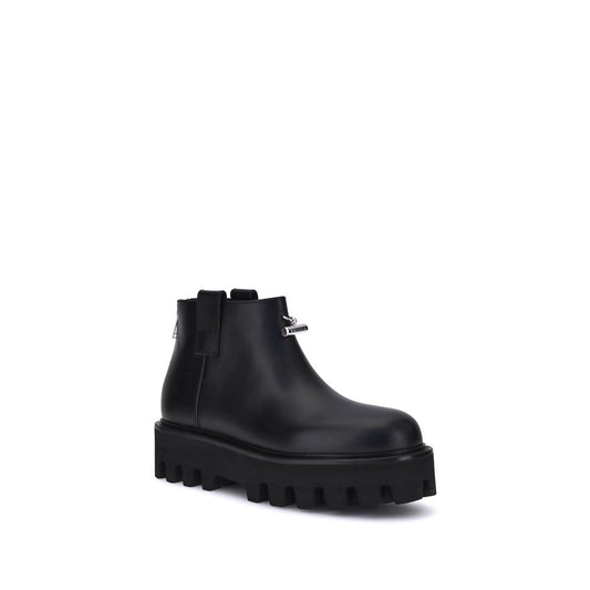 Alexander McQueen Schwarze Kalbsleder-Stiefel Bos Taurus mit Knöchelhohem Schaft