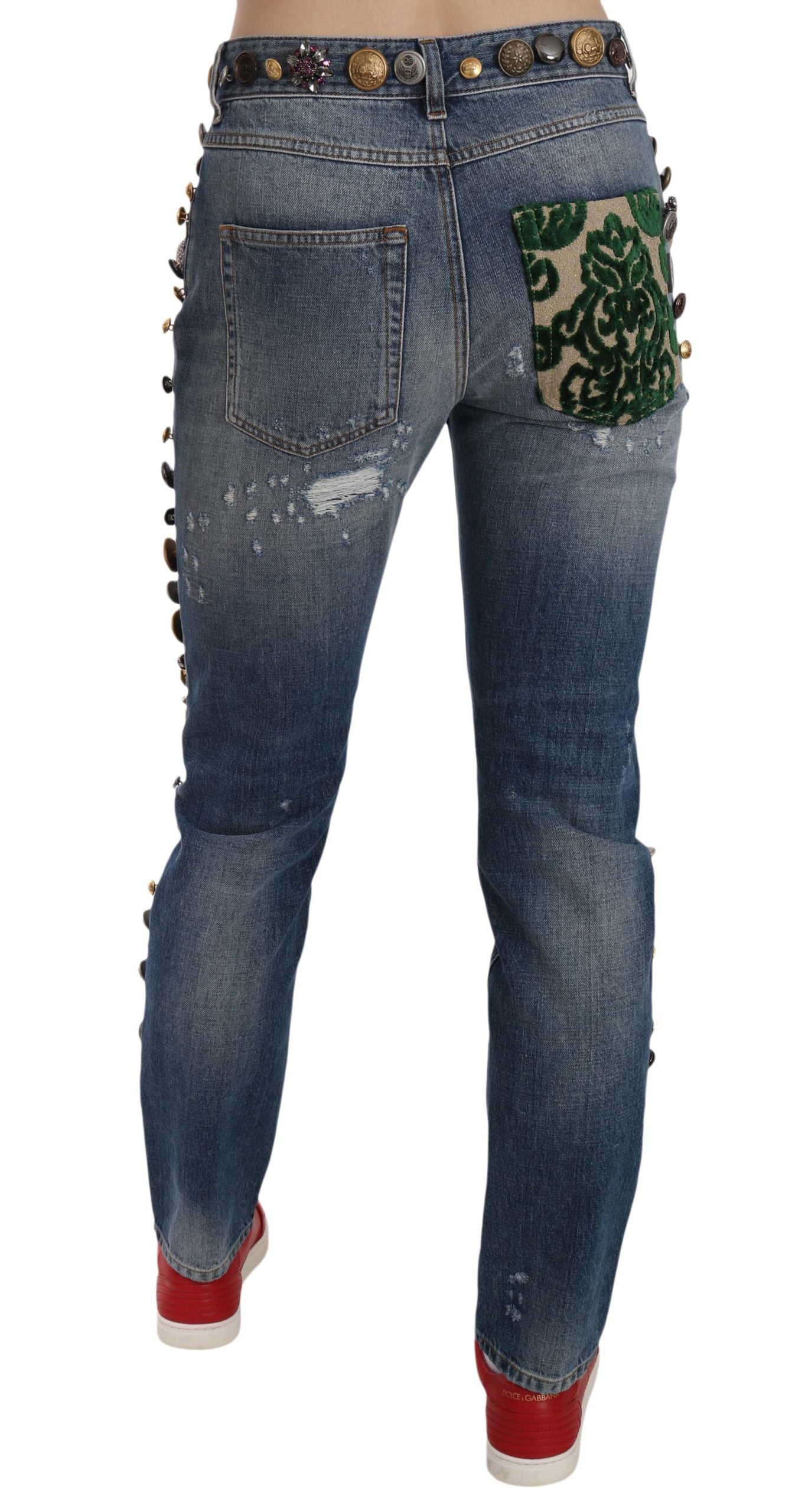 Dolce & Gabbana – Jeanshose im Used-Look mit verzierten Knöpfen