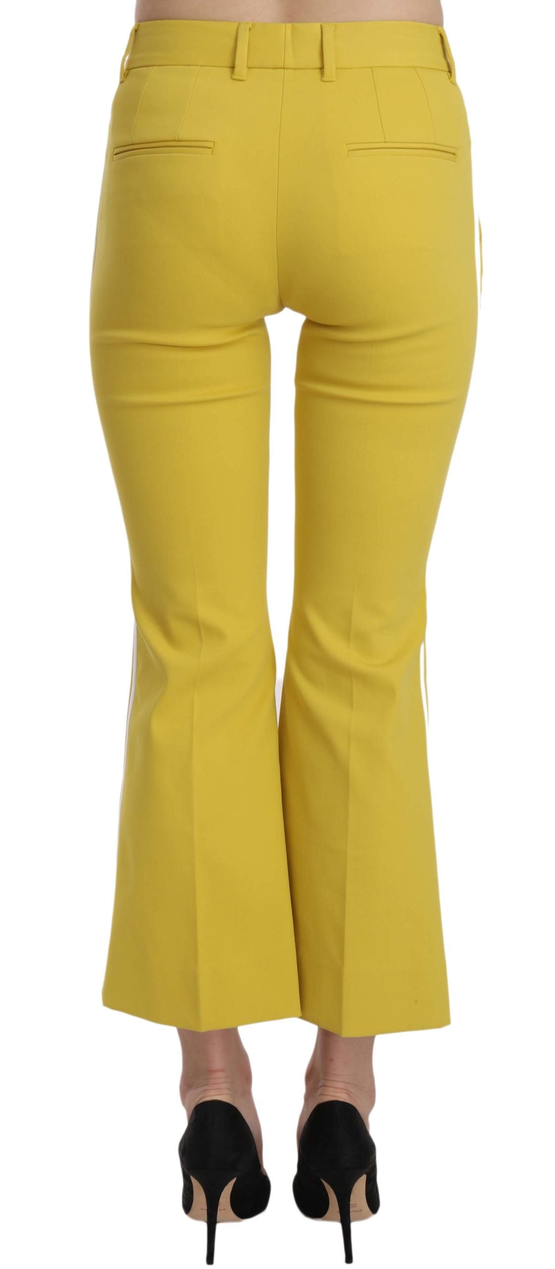 Dolce & Gabbana Gelbe ausgestellte Bootcut-Caprihose aus Baumwolle