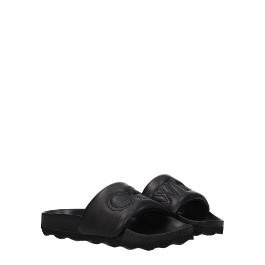 Off-White Leder-Slipper in Schwarz