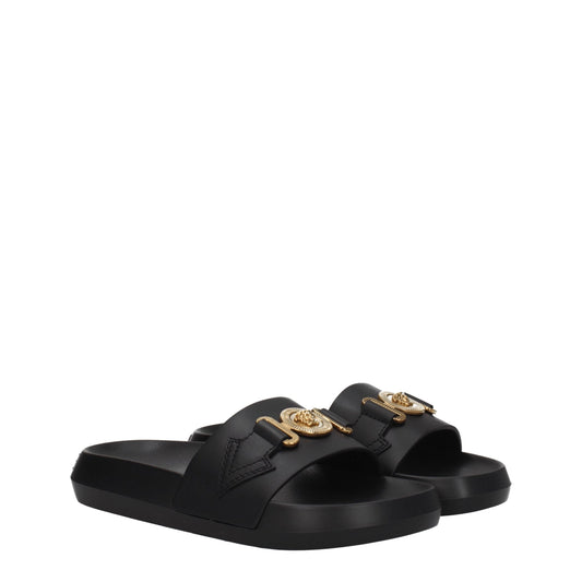 Versace Slipper aus schwarzem Leder