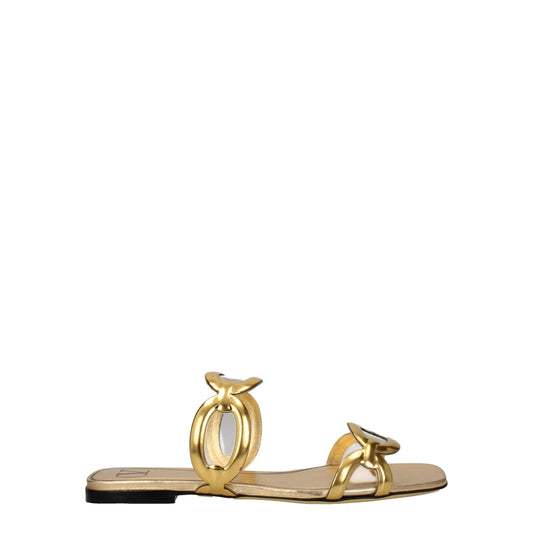 Valentino Garavani Slipper aus goldfarbenem Leder