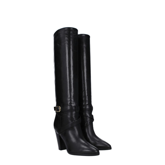 Celine – Schwarze Lederstiefel mit hohem Absatz