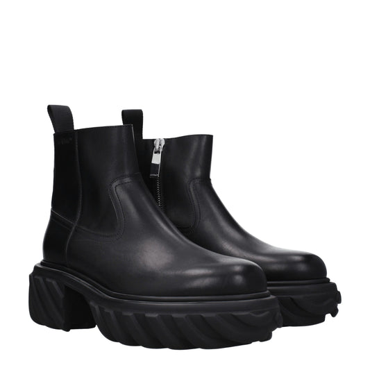 Off-White – Schwarze Lederstiefeletten