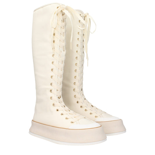 Max Mara – Beigefarbene Schnürstiefel aus Stoff