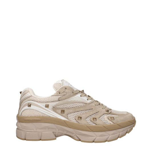 Valentino Garavani Sneaker aus beigefarbenem Stoff, niedriger Schaft