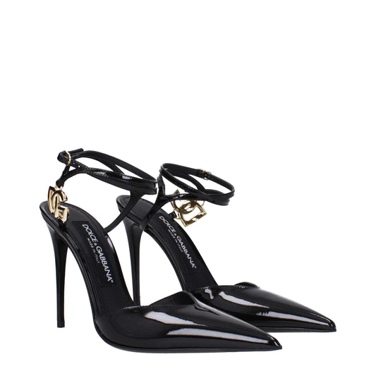 Dolce & Gabbana – Schwarze Sandalen aus Leder mit Stilettoabsatz