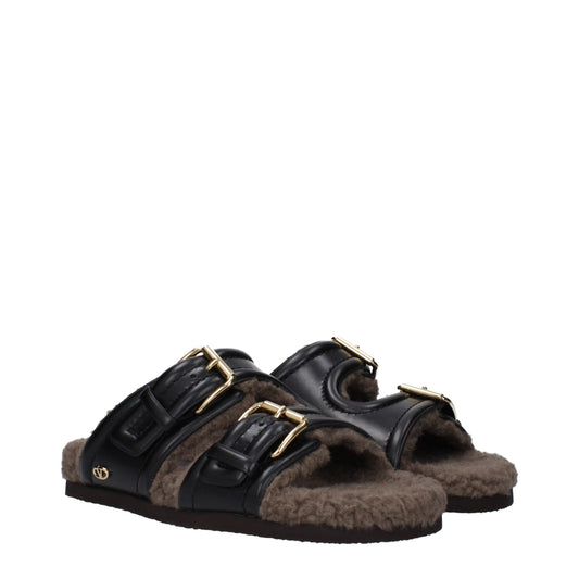 Valentino Garavani – Hausschuhe aus schwarzem Leder