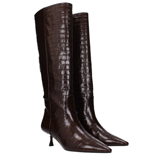 Stuart Weitzman Brown Leather High Heel Boots