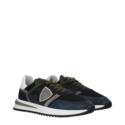 Philippe Model Blaue Leder Low-Tops