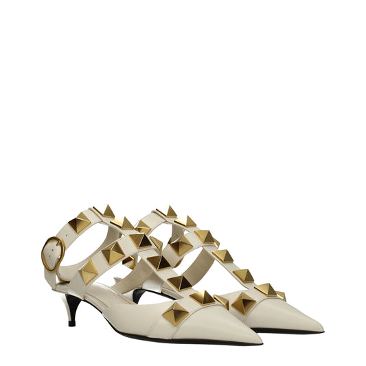 Valentino Garavani Sandalen mit Stiletto-Absatz aus beigem Leder