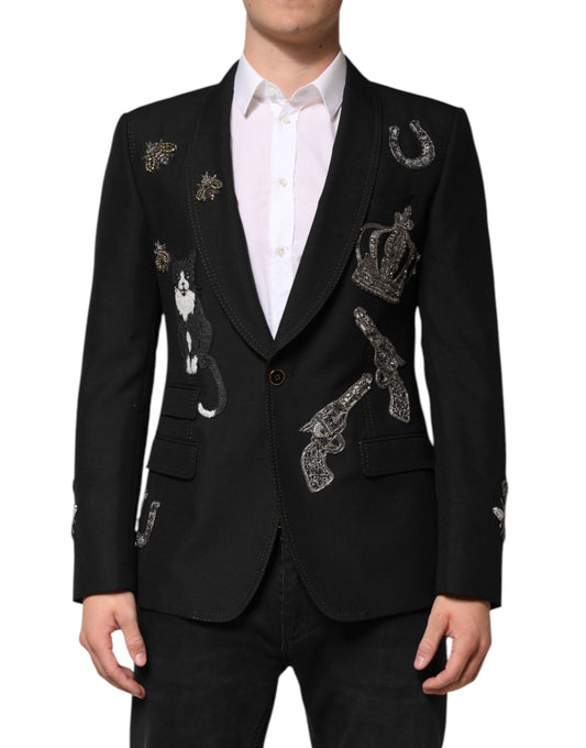 Dolce & Gabbana – Schwarzer Anzug-Blazer mit Bienenkronenverzierung