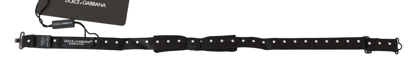 Dolce & Gabbana – Schwarze, verstellbare Fliege aus 100 % Seide mit Punkten