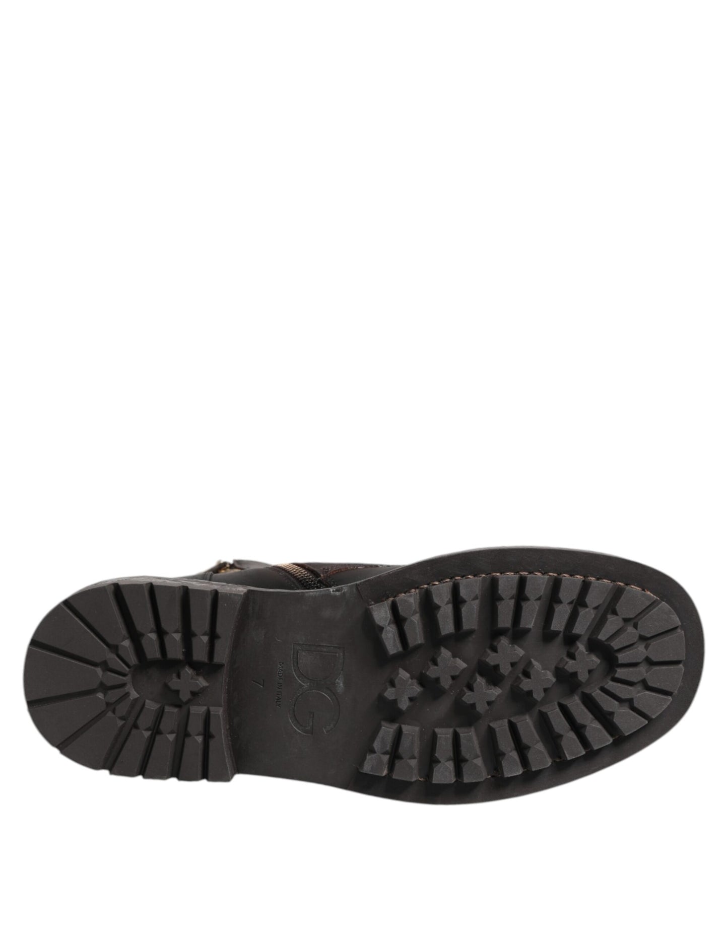 Dolce & Gabbana – Dunkelbraune Lederstiefel mit Schnürung und mittlerer Wadenhöhe