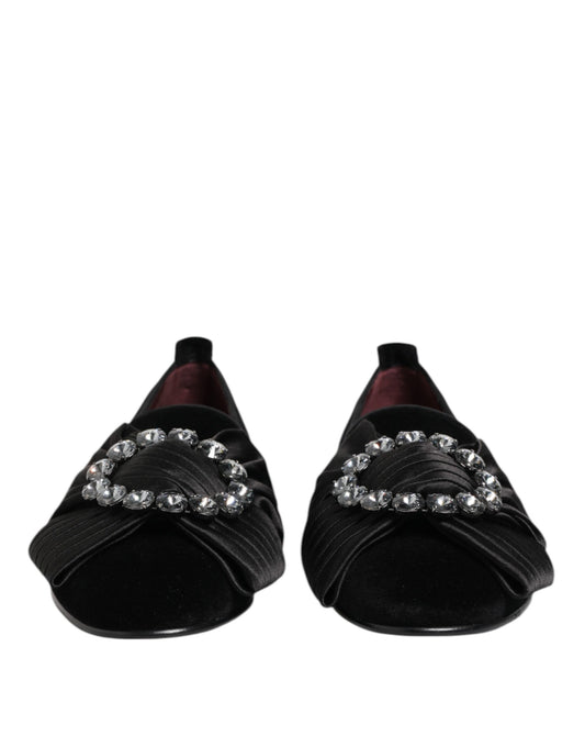 Dolce & Gabbana – Schwarze VATICANO-Slipper mit Kristallband