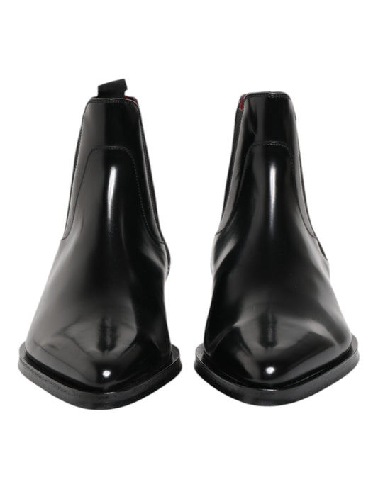 Dolce & Gabbana – MILLENIALS – Wadenhohe Stiefel aus schwarzem Leder