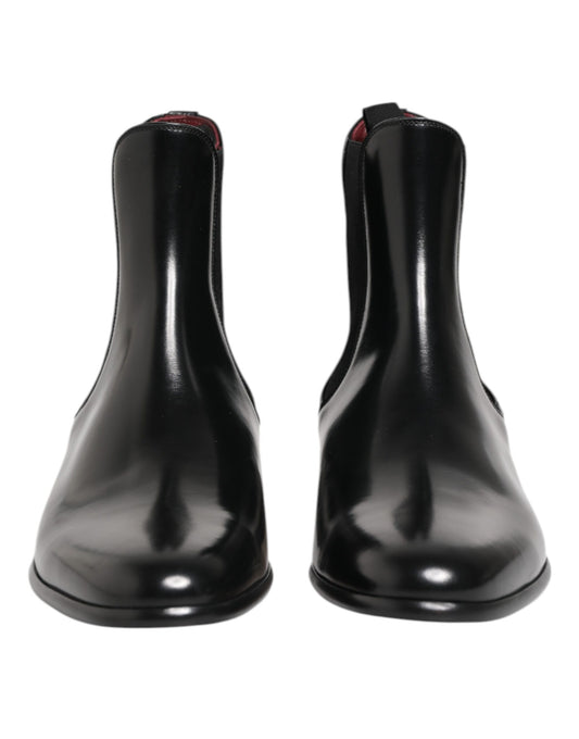 Dolce & Gabbana – Schwarze Chelsea-Stiefel zum Hineinschlüpfen in der Mitte der Wade