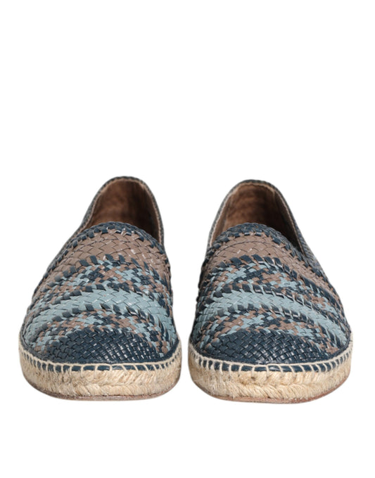 Dolce & Gabbana Blaugraue Espadrilles aus gewebtem Buffalo-Leder