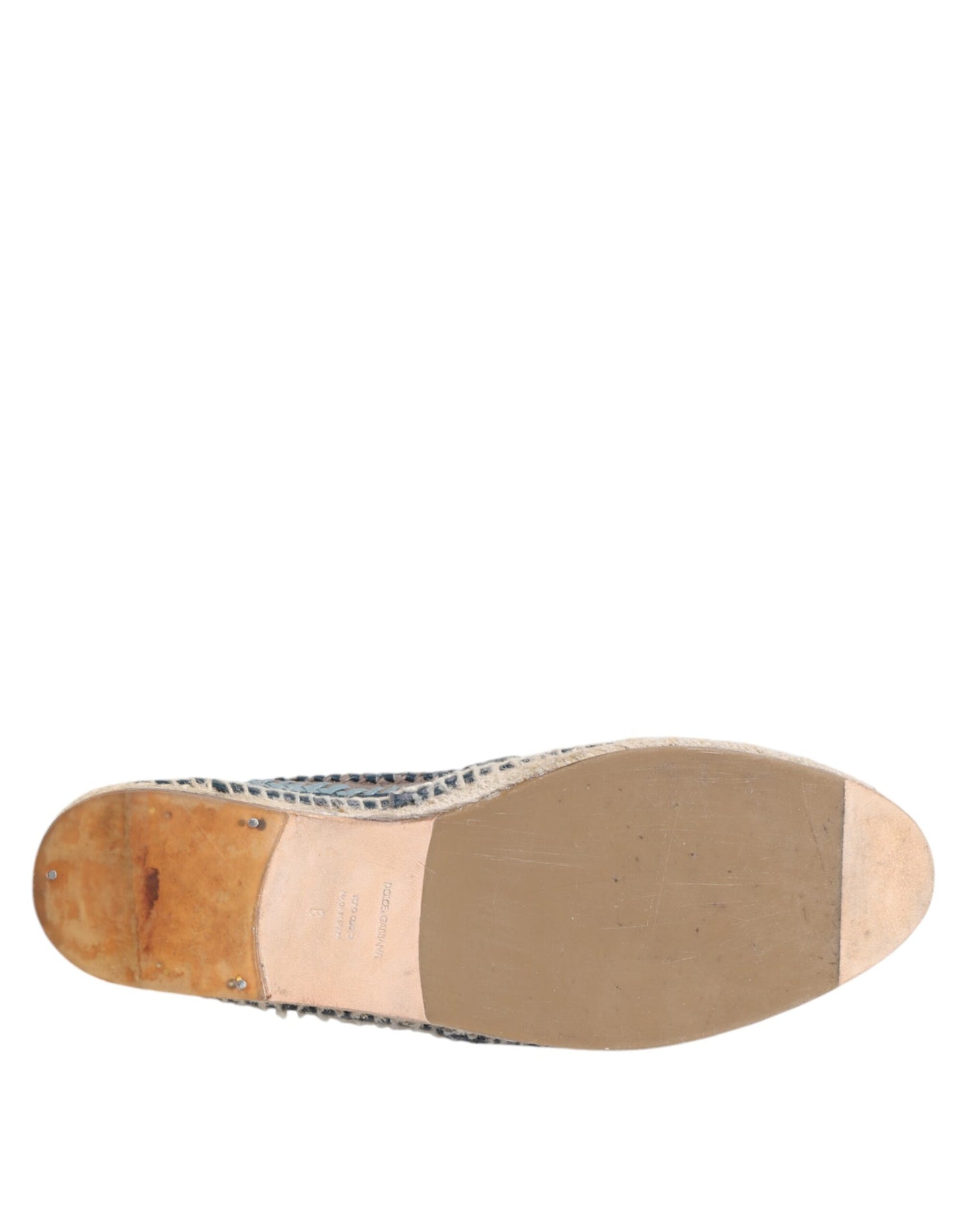 Dolce & Gabbana Blaugraue Espadrilles aus gewebtem Buffalo-Leder